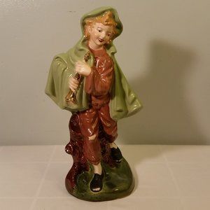 VINTAGE Ceramic Shepherd Boy Playing Flute Figurine 11.5"